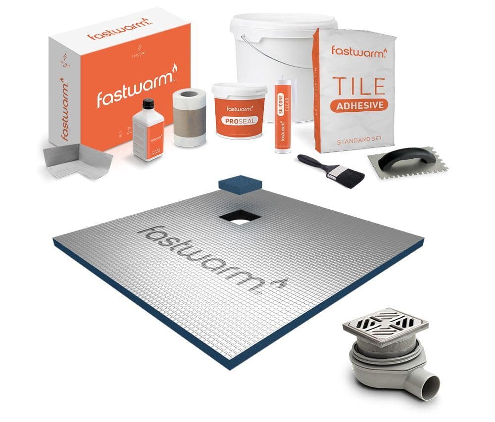 Fastwarm Standard Corner Drain tray — 900x900 / Stainless Steel